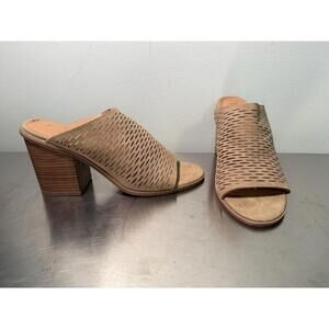 BC Born In California Basket Weave Perforated Open Toe Block Heel Mule Slide 8.5